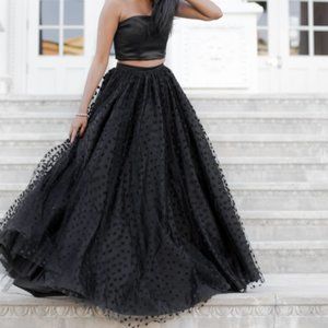 Black two-piece Fame and Partners Mesh Debutante Dress